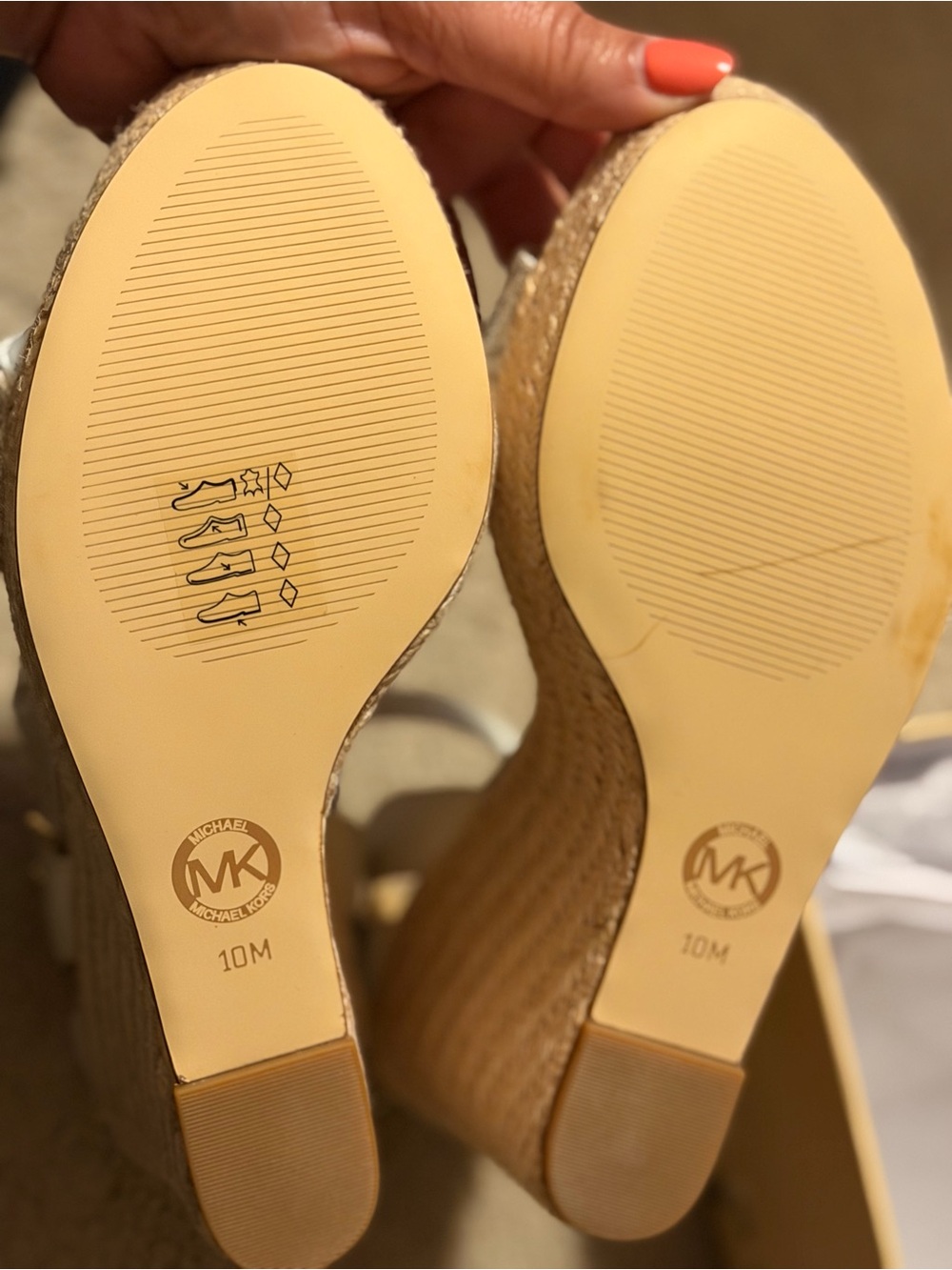 Brand new in box. Never worn. Michael Kors Cream and Tan Espadrille Wedge Sandal - Picture 4 of 5